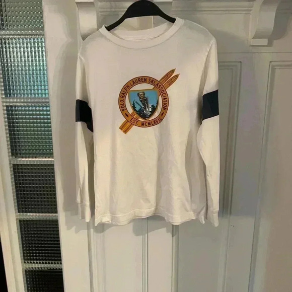 POLO RALPH LAUREN BOYS LONG SLEEVE SKI WHITE T SHIRT Size 7 - Picture 2 of 7